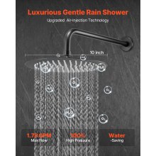 Shower Faucet Set 10" Round Rain Shower Head and Hand Set Matte Black