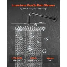 Shower Faucet Set 10" Round Rain Shower Head and Hand Set Matte Black