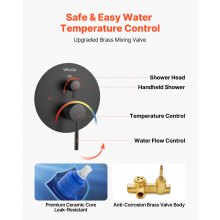 Shower Faucet Set 10" Round Rain Shower Head and Hand Set Matte Black