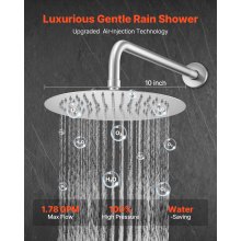 Shower Faucet Set 10" Round Rain Shower Head and Hand Set Brushed Nickel