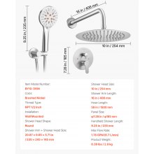 Shower Faucet Set 10" Round Rain Shower Head and Hand Set Brushed Nickel
