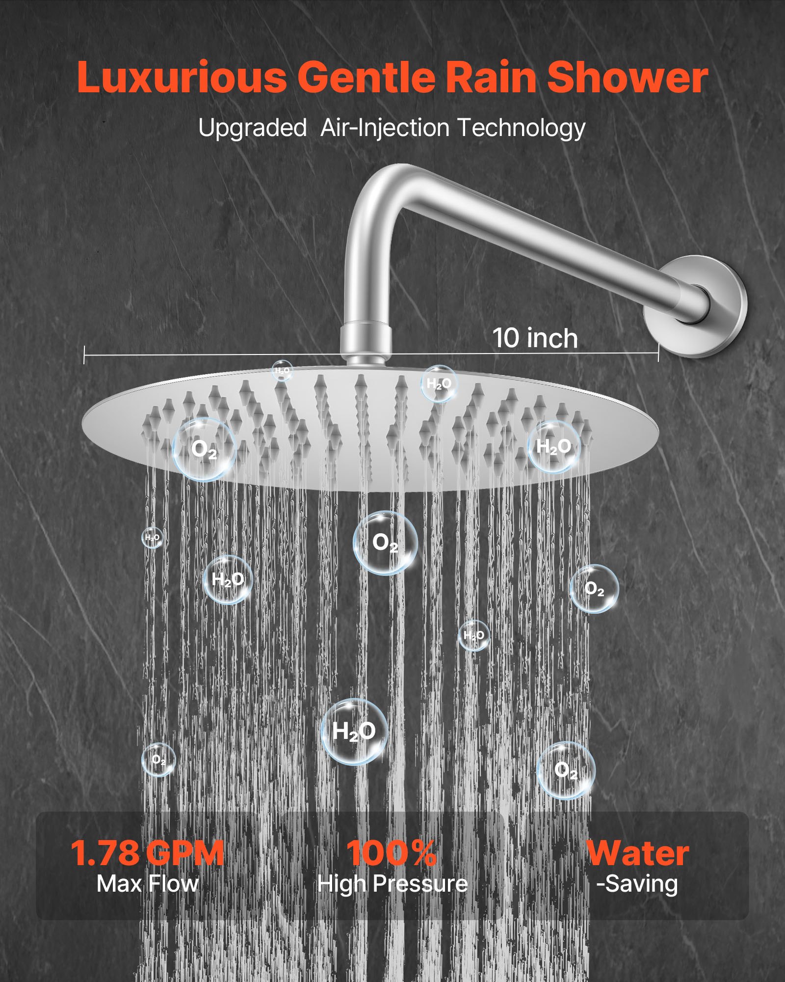 VEVOR Shower Faucet Set, Rainfall Bathroom Shower System with 10-Inch Round Rain Shower Head and Handheld Spray, Wall Mounted Bath Fixtures with Brass Valve and Trim Kit, Brushed Nickel