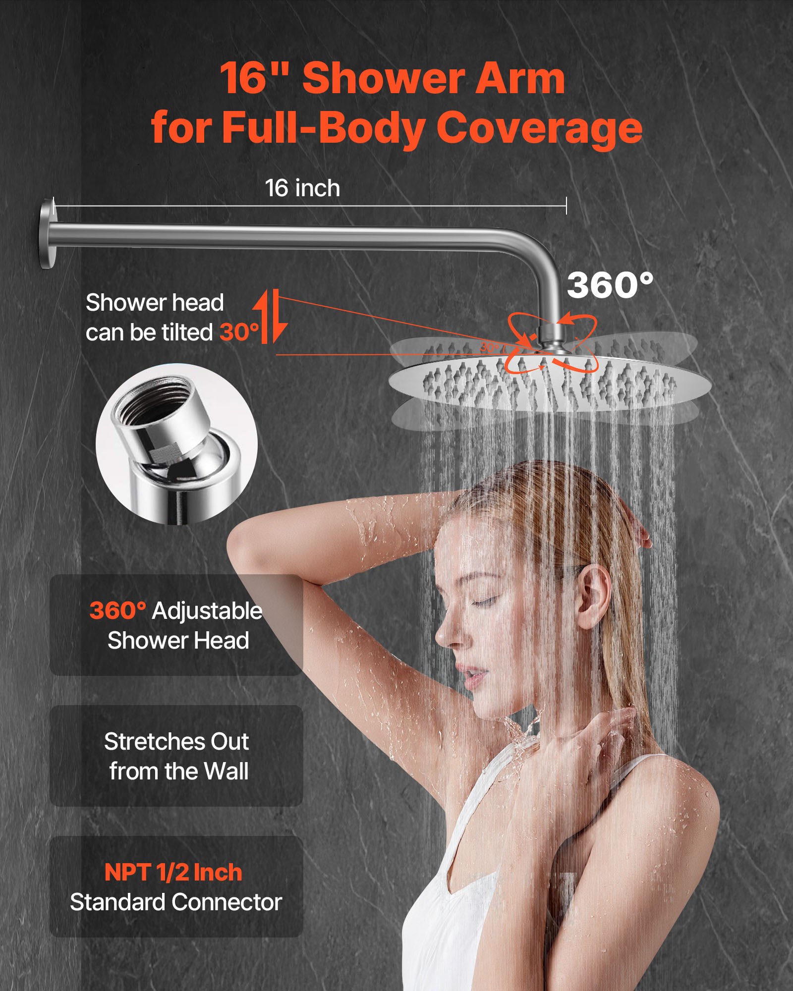 VEVOR Shower Faucet Set, Rainfall Bathroom Shower System with 10-Inch Round Rain Shower Head and Handheld Spray, Wall Mounted Bath Fixtures with Brass Valve and Trim Kit, Brushed Nickel