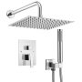 VEVOR Shower Faucet Set, Rainfall Bathroom Shower System with 10-Inch (25.4cm) Square Rain Shower Head and Handheld Spray, Wall Mounted Bath Fixtures with Brass Valve and Trim Kit, Silver Chrome