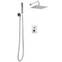 VEVOR Shower Faucet Set, Rainfall Bathroom Shower System with 10-Inch (25.4cm) Square Rain Shower Head and Handheld Spray, Wall Mounted Bath Fixtures with Brass Valve and Trim Kit, Silver Chrome