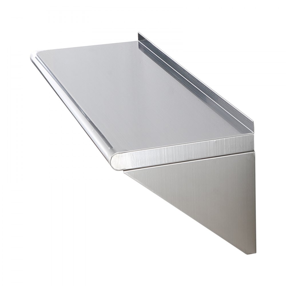 VEVOR stainless steel shelf with a sleek, wall-mounted design and rounded edges.