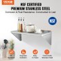 VEVOR 12" x 36" Stainless Steel Shelf, Wall Mounted Floating Shelving with Brackets, 250 lbs Load Capacity Commercial Shelves, Heavy Duty Storage Rack for Restaurant, Kitchen, Bar, Home, and Hotel