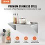 VEVOR stainless steel shelf, nsf certified, oil and rust resistant, easy to clean, with kitchen items.