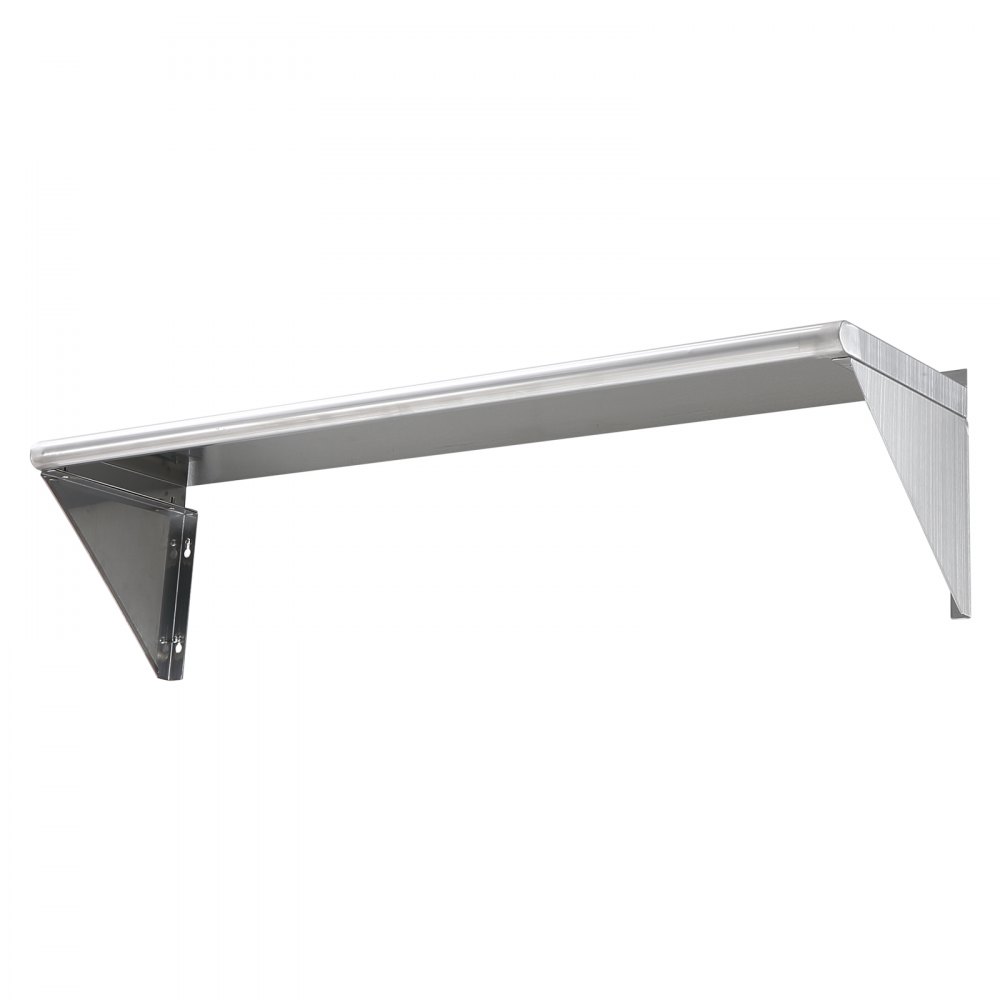 VEVOR 12" x 48" Stainless Steel Shelf, Wall Mounted Floating Shelving with Brackets, 280 lbs Load Capacity Commercial Shelves, Heavy Duty Storage Rack for Restaurant, Kitchen, Bar, Home, and Hotel