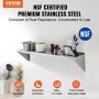 VEVOR 12" x 48" Stainless Steel Shelf, Wall Mounted Floating Shelving with Brackets, 280 lbs Load Capacity Commercial Shelves, Heavy Duty Storage Rack for Restaurant, Kitchen, Bar, Home, and Hotel