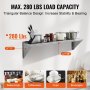VEVOR 12" x 48" Stainless Steel Shelf, Wall Mounted Floating Shelving with Brackets, 280 lbs Load Capacity Commercial Shelves, Heavy Duty Storage Rack for Restaurant, Kitchen, Bar, Home, and Hotel
