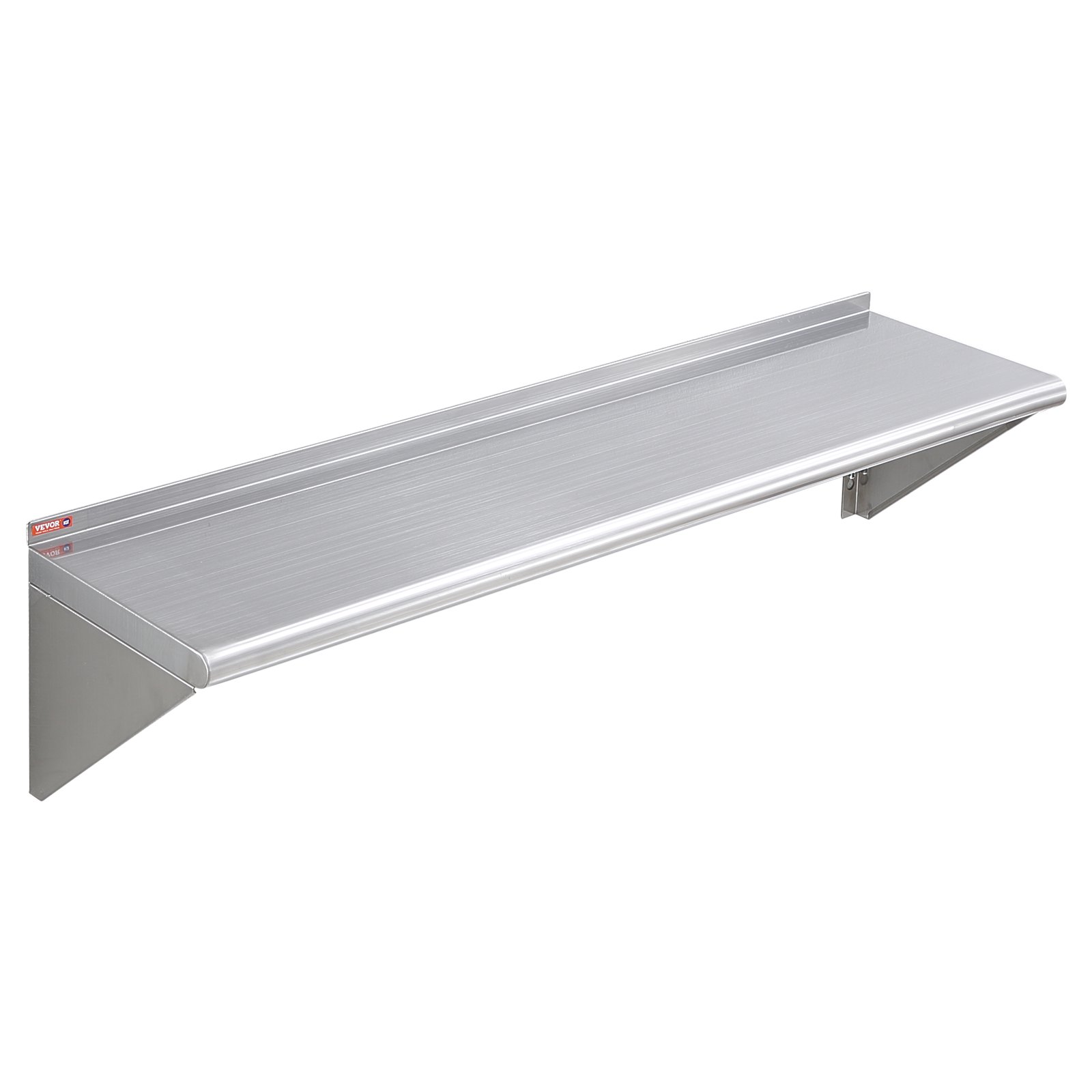 VEVOR 12" x 48" Stainless Steel Shelf, Wall Mounted Floating Shelving with Brackets, 280 lbs Load Capacity Commercial Shelves, Heavy Duty Storage Rack for Restaurant, Kitchen, Bar, Home, and Hotel