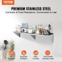 VEVOR 12" x 60" Stainless Steel Shelf, Wall Mounted Floating Shelving with Brackets, 315 lbs Load Capacity Commercial Shelves, Heavy Duty Storage Rack for Restaurant, Kitchen, Bar, Home, and Hotel