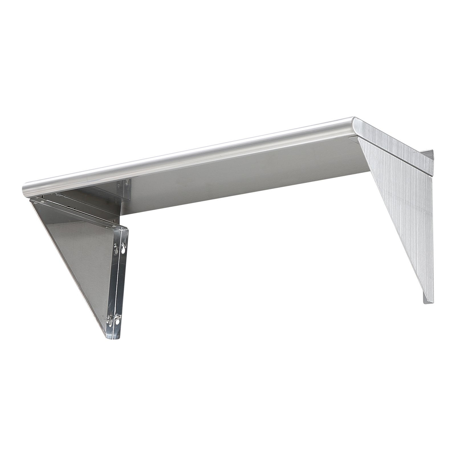 wall-mounted VEVOR stainless steel shelf with sturdy triangular brackets.