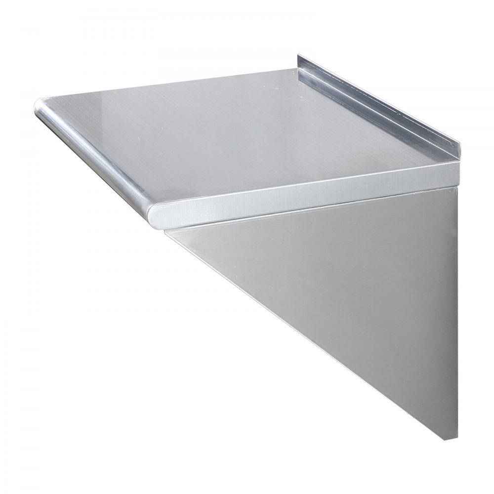 VEVOR 45.7 x 61 cm Stainless Steel Shelf, Wall Mounted Floating Shelving with Brackets, 136.1 kg Load Capacity Commercial Shelves, Heavy Duty Storage Rack for Restaurant, Kitchen, Bar, Home, and Hotel