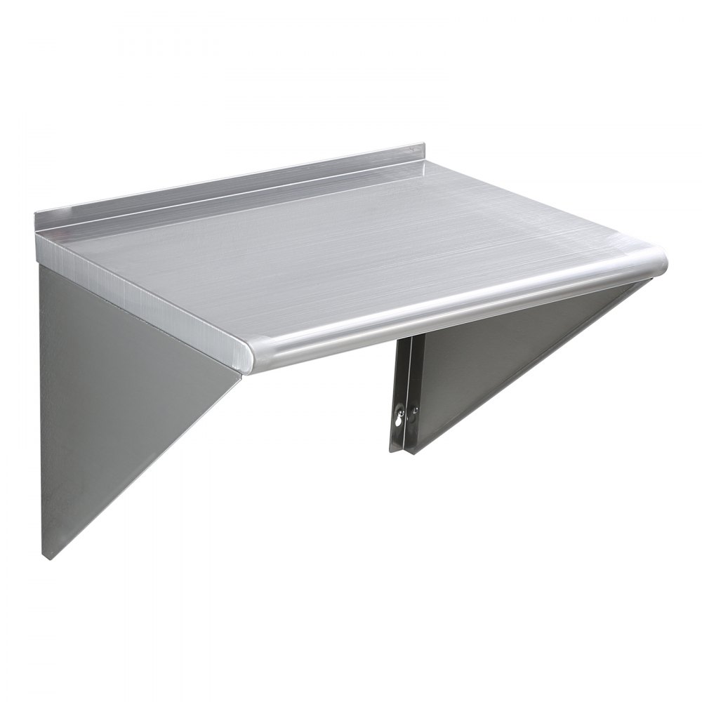 VEVOR 45.7 x 61 cm Stainless Steel Shelf, Wall Mounted Floating Shelving with Brackets, 136.1 kg Load Capacity Commercial Shelves, Heavy Duty Storage Rack for Restaurant, Kitchen, Bar, Home, and Hotel