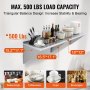 VEVOR 18" x 72" Stainless Steel Shelf, Wall Mounted Floating Shelving with Brackets, 500 lbs Load Capacity Commercial Shelves, Heavy Duty Storage Rack for Restaurant, Kitchen, Bar, Home, and Hotel