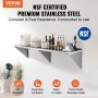 VEVOR stainless steel shelf with kitchen appliances and condiments, displaying nsf certification.