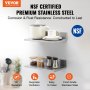 VEVOR 8.6" x 16" Stainless Steel Shelf, Wall Mounted Floating Shelving with Backsplash, 44 lbs Load Capacity Commercial Shelves, Heavy Duty Storage Rack for Restaurant, Kitchen, Bar, Home, and Hotel