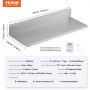 VEVOR 8.6" x 24" -2 Pack Stainless Steel Shelf, Wall Mounted Floating Shelving with Backsplash, 44 lbs Load Capacity Commercial Shelves, Heavy Duty Storage Rack for Restaurant, Kitchen, Bar, Home, and Hotel