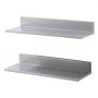 VEVOR 8.6" x 24" -2 Pack Stainless Steel Shelf, Wall Mounted Floating Shelving with Backsplash, 44 lbs Load Capacity Commercial Shelves, Heavy Duty Storage Rack for Restaurant, Kitchen, Bar, Home, and Hotel