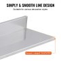 VEVOR 21.8 x 76.2 cm Stainless Steel Shelf, Wall Mounted Floating Shelving with Backsplash, 20 kg Load Capacity Commercial Shelves, Heavy Duty Storage Rack for Restaurant, Kitchen, Bar, Home, and Hotel