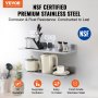 VEVOR 8.6" x 30" Stainless Steel Shelf, Wall Mounted Floating Shelving with Backsplash, 44 lbs Load Capacity Commercial Shelves, Heavy Duty Storage Rack for Restaurant, Kitchen, Bar, Home, and Hotel