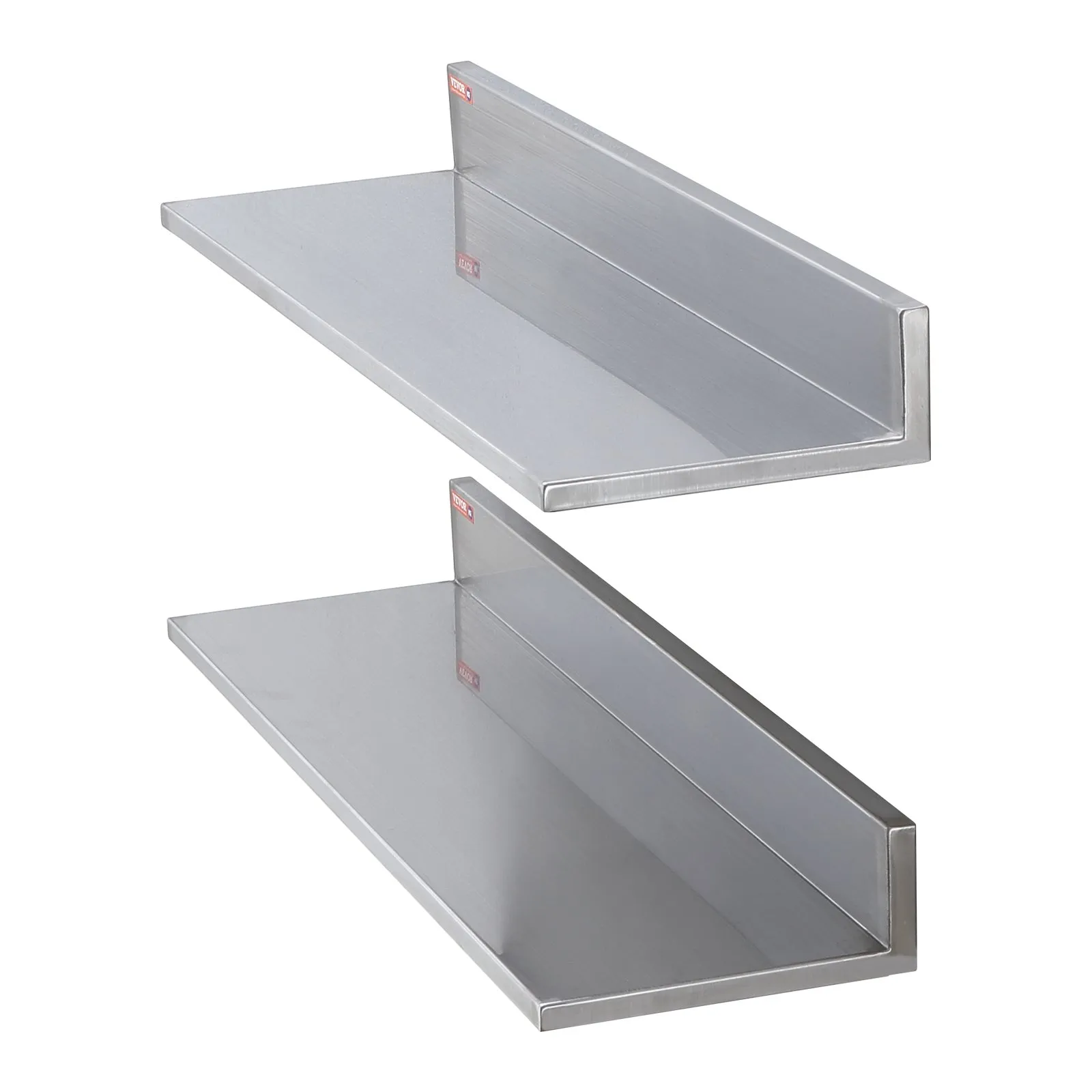 two-tier VEVOR stainless steel shelf with a sleek, sturdy design for kitchen storage and organization