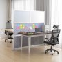 Mampara divisora de oficina VEVOR, paquete de 1, 178 x 178 cm, divisor de ambientes modular de pared, cubículo de estación de trabajo de PET con ventanas esmeriladas, panel de privacidad independiente para biblioteca de oficina