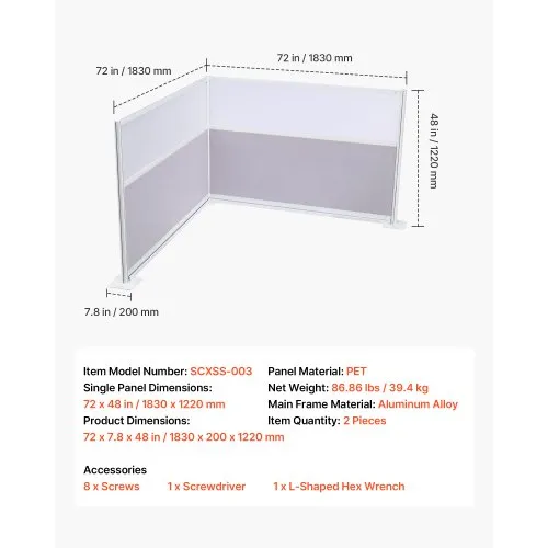 Workflow Modular Office Wall Divider With Whiteboard & Sound Panels - Adjustable Privacy Screen For Desks (70" X 48")