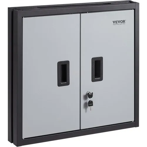 Yizosh Armoire murale de garage en métal avec portes et étagères, armoire de rangement murale en métal, armoire à outils de garage flottante pour garage, sous-sol, cuisine, entrepôt (noir, 54,9 cm H