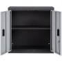 VEVOR foldable wall cabinet with open double doors and a single internal shelf.