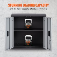 VEVOR Foldable Wall Cabinet, Metal Garage Cabinet Wall Mounted 26” Small Cabinet 240 LBS Loading Capacity Adjustable Shelf Magnetic Door File Locker for Garage Office Home Black