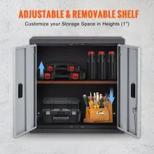 VEVOR Foldable Wall Cabinet, Metal Garage Locker Mounted 26" Small Tool Chest 240 LBS Loading Capacity Adjustable Shelf Magnetic Door File for Warehouse Office Home Black