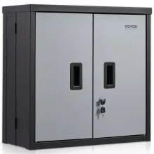 VEVOR Foldable Wall Cabinet, Metal Garage Locker Mounted 26" Small Tool Chest 240 LBS Loading Capacity Adjustable Shelf Magnetic Door File for Warehouse Office Home Black