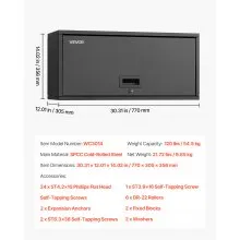 VEVOR Metal Wall Cabinet, 27.56W x 12.01D x 14.02H Inch, Floating Garage Tool Cabinet with Up-Flip Door, 120 lbs Load per Shelf, Fit for Garage, Basement, Kitchen, Warehouse, Assembly Required