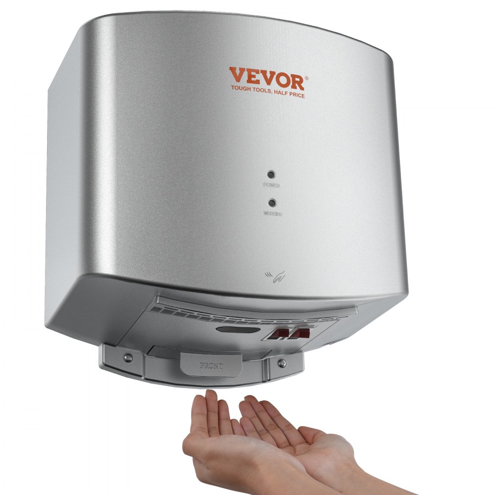 VEVOR Heavy Duty Commercial Hand Dryer, 1400W Automatic High Speed ABS Warm Wind Hand Blower, 120V & Built-In Filter Sponge & Low Noise & Effortless Installation, Compliant for Industry Home