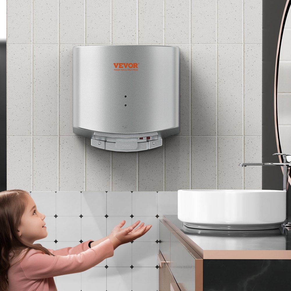 VEVOR Heavy Duty Commercial Hand Dryer, 1400W Automatic High Speed ABS Warm Wind Hand Blower, 220V-240V & Built-In Filter Sponge & Low Noise & Effortless Installation, Compliant for Industry Home