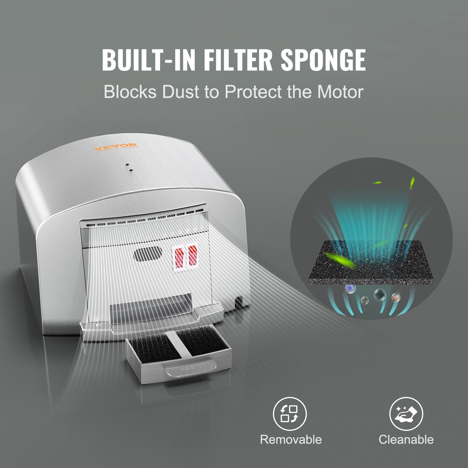 VEVOR Heavy Duty Commercial Hand Dryer, 1400W Automatic High Speed ABS Warm Wind Hand Blower, 220V-240V & Built-In Filter Sponge & Low Noise & Effortless Installation, Compliant for Industry Home