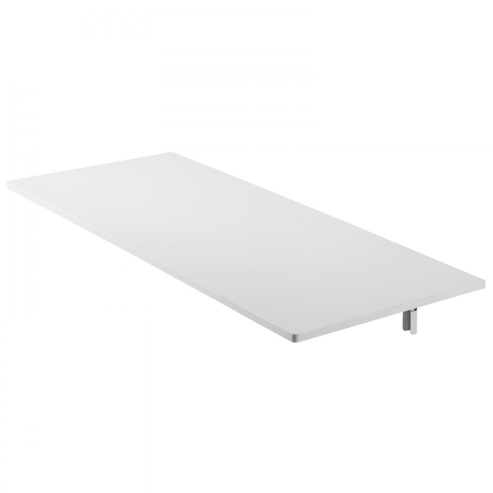 VEVOR Wall Mounted Folding Table, 43.3 x 18 inches Wall Mount Table, Floating Desk with Iron Bracket, Fold Down Desk for Small Spaces, Home Office, Dining, Laundry Room, Kitchen, Bar, White
