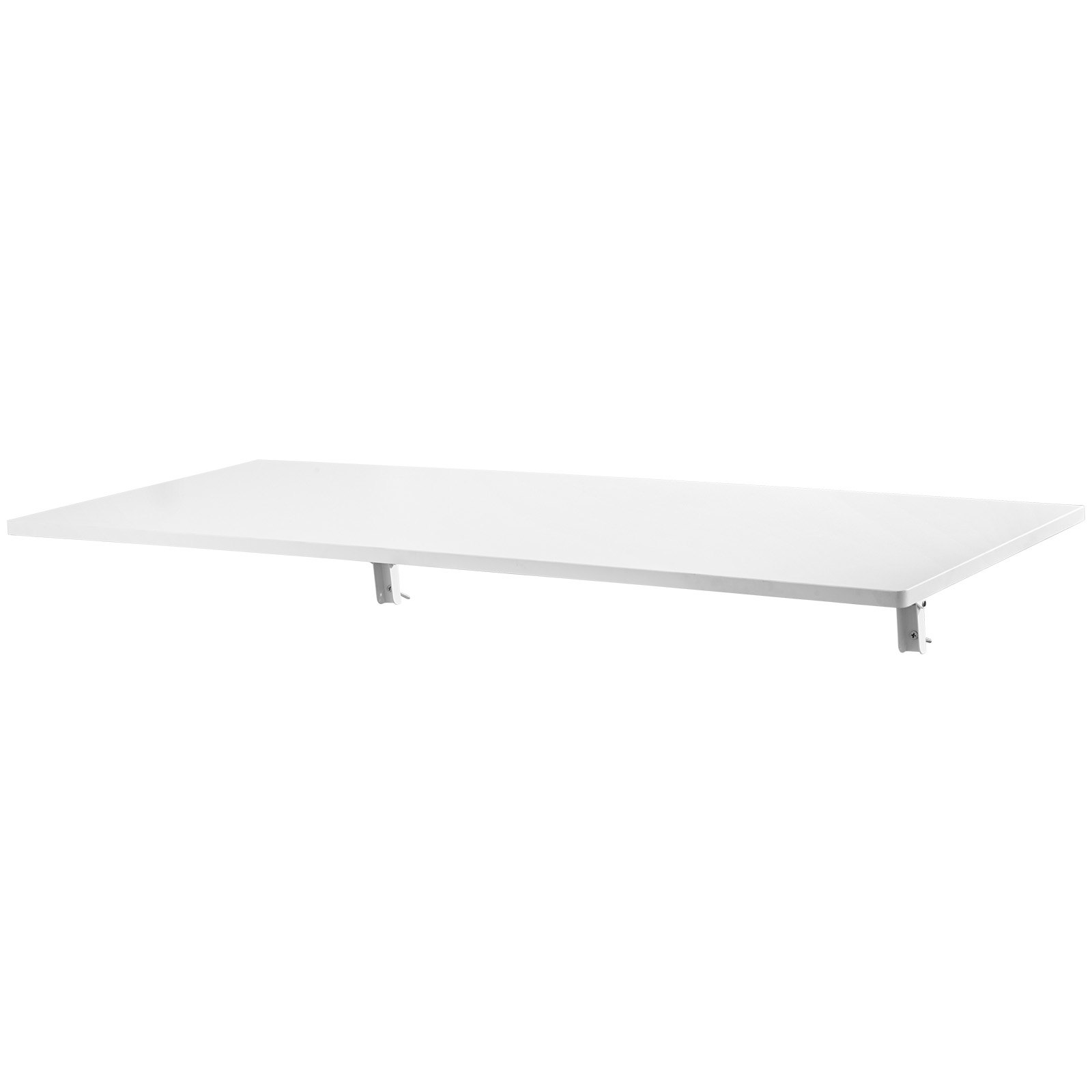 VEVOR Wall Mounted Folding Table, 43.3 x 18 inches Wall Mount Table, Floating Desk with Iron Bracket, Fold Down Desk for Small Spaces, Home Office, Dining, Laundry Room, Kitchen, Bar, White