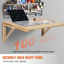 VEVOR Wall Mounted Floating Folding Table Laptop Desk Home Office 31.5x23.62 in