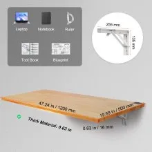 VEVOR Wall Mounted Floating Folding Table Laptop Desk Home Office 47.24x19.69 in