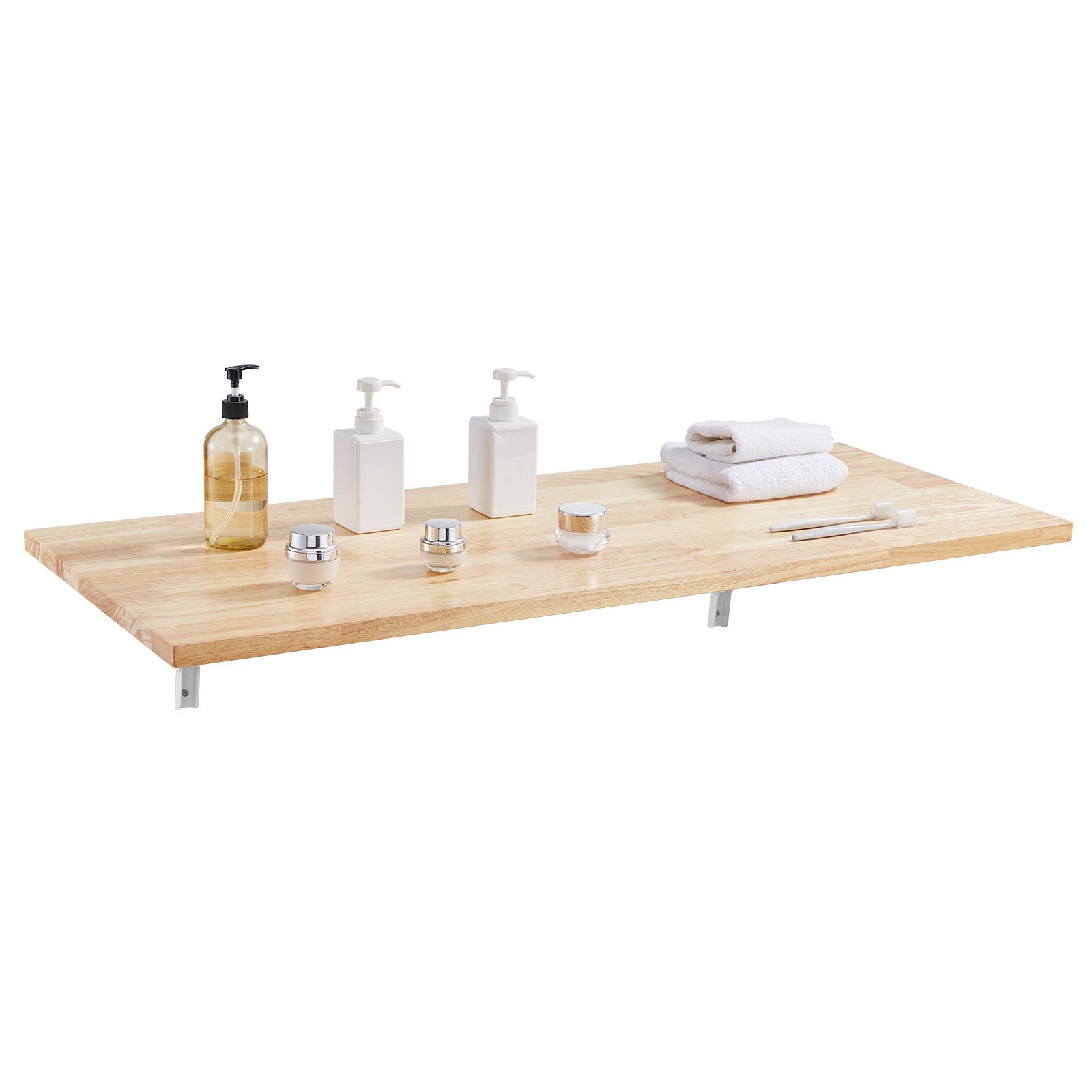 VEVOR Wall Mounted Folding Table, 47.2 x 19.7 inches Wall Mount Table, Floating Desk with Iron Bracket, Fold Down Desk for Small Spaces, Home Office, Dining, Laundry Room, Kitchen, Bar, Burlywood