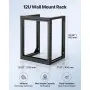 VEVOR 12U Wall Mount Server Rack, 68.04 kg Max Load Capacity, Open Frame Network Rack with 180 Degrees Gate Swing Door, Carbon Steel, Ideal for IT Network Equipment & AV Devices Computer Server, Black
