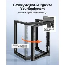 VEVOR 12U Wall Mount Server Rack, 150 lbs Max Load Capacity, Open Frame Network Rack with 180 Degrees Gate Swing, Carbon Steel, for 19-Inch IT Network Equipment & AV Devices Computer Server, Black