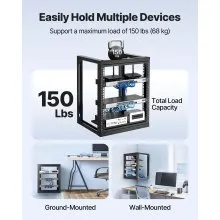 VEVOR 12U Wall Mount Server Rack, 150 lbs Max Load Capacity, Open Frame Network Rack with 180 Degrees Gate Swing, Carbon Steel, for 19-Inch IT Network Equipment & AV Devices Computer Server, Black