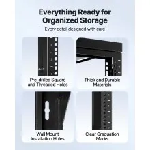 VEVOR 12U Wall Mount Server Rack, 150 lbs Max Load Capacity, Open Frame Network Rack with 180 Degrees Gate Swing, Carbon Steel, for 19-Inch IT Network Equipment & AV Devices Computer Server, Black