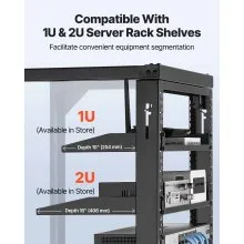 VEVOR 12U Wall Mount Server Rack, 150 lbs Max Load Capacity, Open Frame Network Rack with 180 Degrees Gate Swing, Carbon Steel, for 19-Inch IT Network Equipment & AV Devices Computer Server, Black