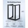 VEVOR 15U Wall Mount Server Rack, 68.04 kg Max Load Capacity, Open Frame Network Rack with 180 Degrees Gate Swing Door, Carbon Steel, Ideal for IT Network Equipment & AV Devices Computer Server, Black